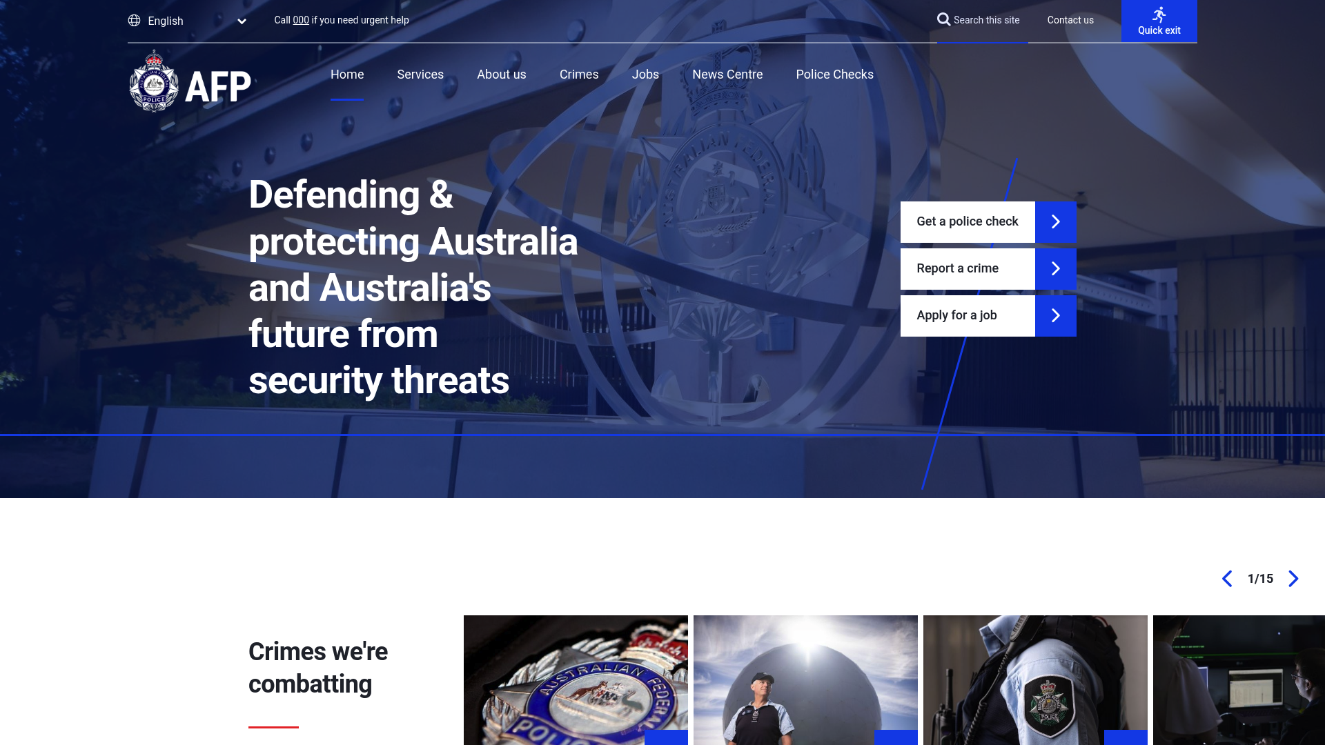 Screenshot of Australian Federal Police (AFP)
